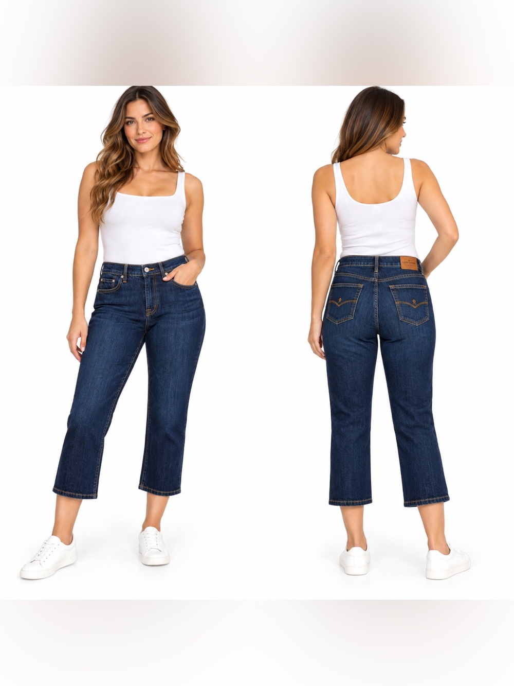 Lucky Brand Ryder Women’s Dark Wash Cropped Jeans Mid Rise Straight Leg Denim